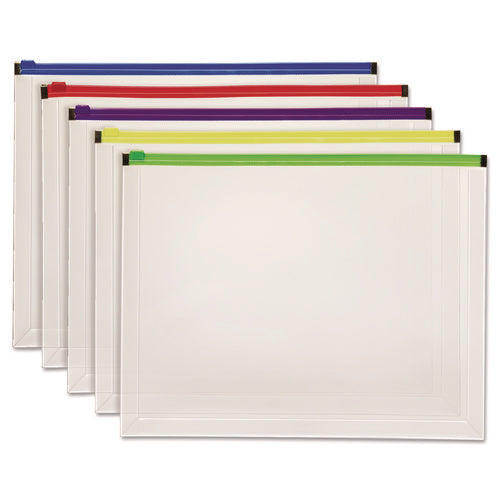 Image of Pendaflex® Poly Zip Envelope, Zipper Closure, 10 x 13, Assorted Colors, 5/Pack
