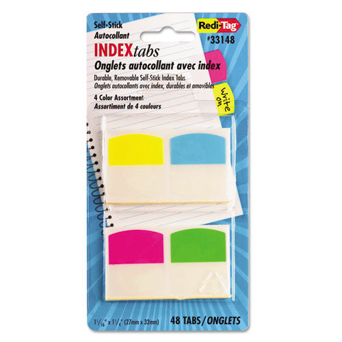 Image of Redi-Tag® Write-On Index Tabs, 1/5-Cut, Assorted Colors, 1.06" Wide, 48/Pack