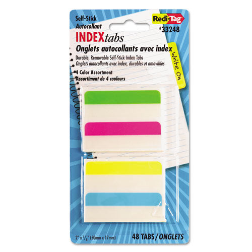 Image of Redi-Tag® Write-On Index Tabs, 1/5-Cut, Assorted Colors, 2" Wide, 48/Pack