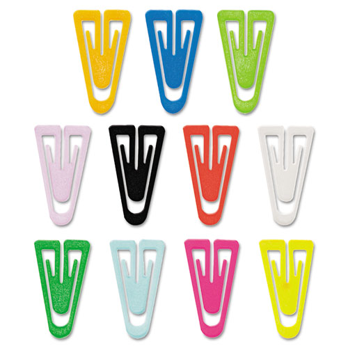 Image of GEM® Plastic Paper Clips, Medium, Smooth, Assorted Colors, 500/Box