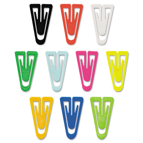 Image of GEM® Plastic Paper Clips, Large, Smooth, Assorted Colors, 200/Box