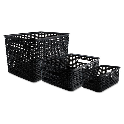Image of Advantus Weave Bins, 13.63 X 10.75 X 9, Black, 3/pack