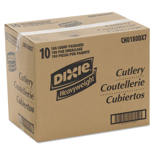 Image of Dixie® Cutlery Keeper Tray with Clear Plastic Utensils, Heavyweight, Fork/Knife/Spoon, Plastic, Crystal Clear, 1,800/Carton