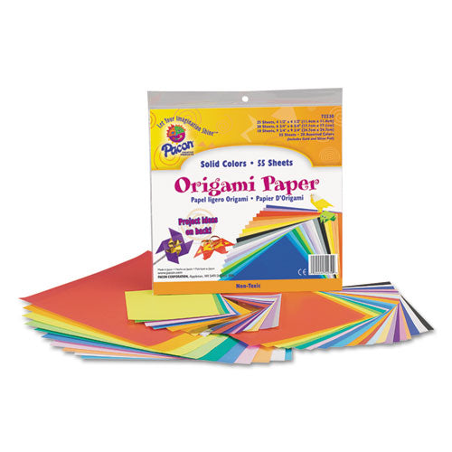 Image of Pacon® Origami Paper, 30 lb Bond Weight, 9.75 x 9.75, Assorted Bright Colors, 55/Pack