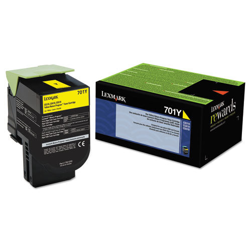 Image of Lexmark 70c10y0 Return Program Toner, 1,000 Page-Yield, Yellow