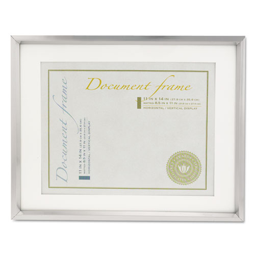 Image of Universal® Plastic Document Frame with Mat, 11 x 14 and 8.5 x 11 Inserts, Metallic Silver