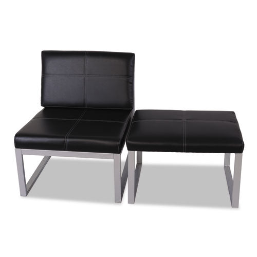 Image of Alera® Alera Ispara Series Armless Chair, 26.57" x 30.71" x 31.1", Black Seat, Black Back, Silver Base