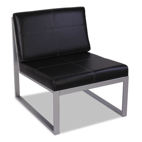 Image of Alera® Alera Ispara Series Armless Chair, 26.57" x 30.71" x 31.1", Black Seat, Black Back, Silver Base