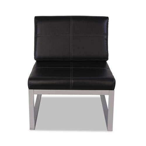 Image of Alera® Alera Ispara Series Armless Chair, 26.57" x 30.71" x 31.1", Black Seat, Black Back, Silver Base