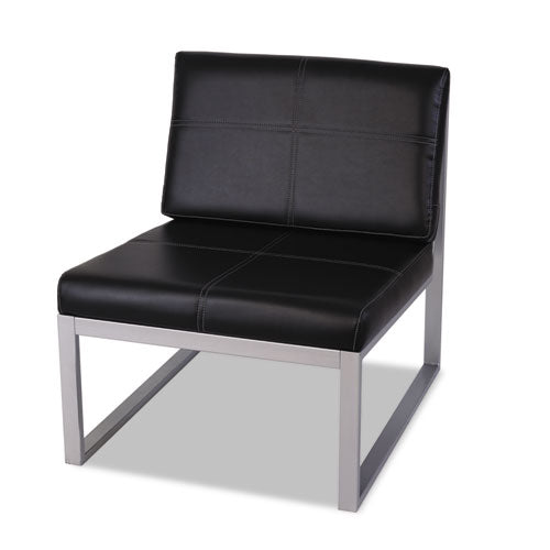 Image of Alera® Alera Ispara Series Armless Chair, 26.57" x 30.71" x 31.1", Black Seat, Black Back, Silver Base