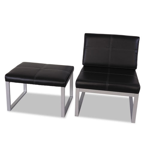 Image of Alera® Alera Ispara Series Armless Chair, 26.57" x 30.71" x 31.1", Black Seat, Black Back, Silver Base