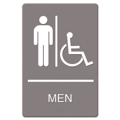 Image of Headline® Sign Ada Sign, Men Restroom Wheelchair Accessible Symbol, Molded Plastic, 6 X 9, Gray