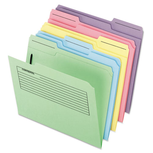Image of Pendaflex® Printed Notes Fastener Folder, 1 Fastener, Letter Size, Assorted Colors, 30/Pack