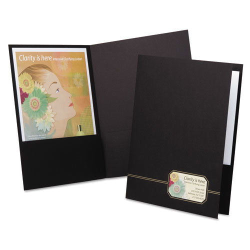 Image of Oxford Monogram Series Business Portfolio, Premium Cover Stock, 0.5" Capacity, 11 X 8.5, Black W/embossed Gold Foil Accents, 4/pack