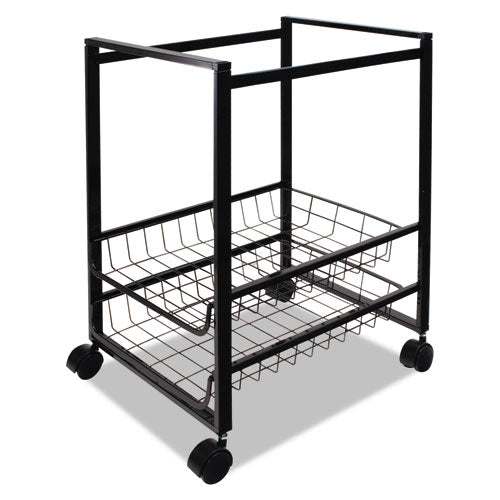 Image of Advantus Mobile File Cart with Sliding Baskets, Metal, 2 Drawers, 1 Bin, 12.88" x 15" x 21.13", Black
