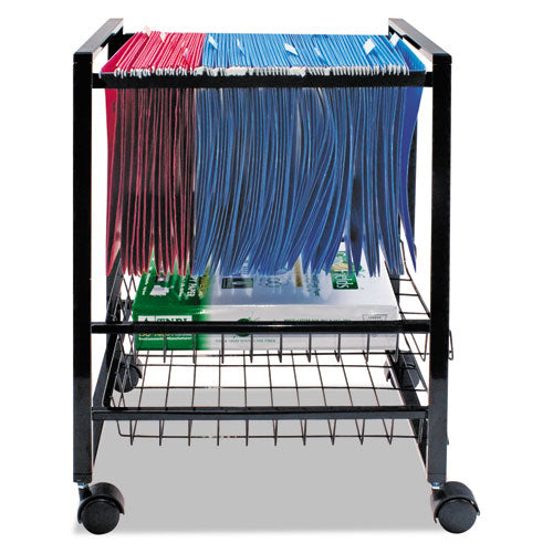 Image of Advantus Mobile File Cart with Sliding Baskets, Metal, 2 Drawers, 1 Bin, 12.88" x 15" x 21.13", Black