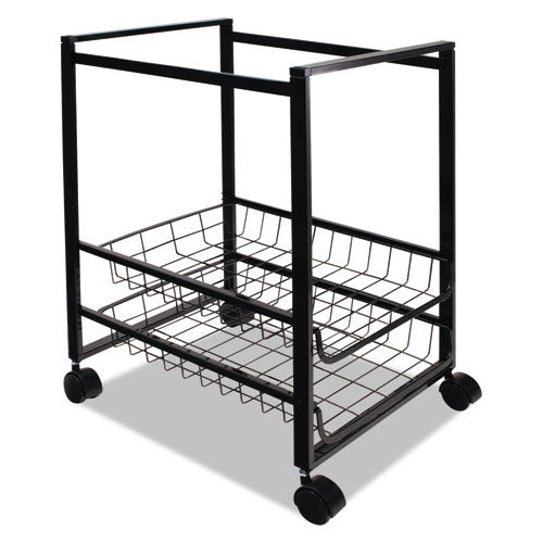 Image of Advantus Mobile File Cart with Sliding Baskets, Metal, 2 Drawers, 1 Bin, 12.88" x 15" x 21.13", Black