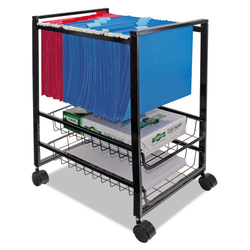 Image of Advantus Mobile File Cart with Sliding Baskets, Metal, 2 Drawers, 1 Bin, 12.88" x 15" x 21.13", Black