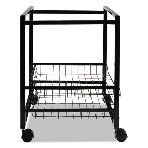 Image of Advantus Mobile File Cart with Sliding Baskets, Metal, 2 Drawers, 1 Bin, 12.88" x 15" x 21.13", Black