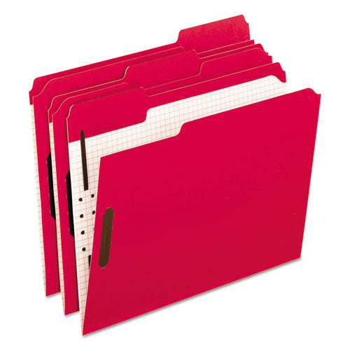 Image of Pendaflex® Colored Classification Folders with Embossed Fasteners, 2 Fasteners, Letter Size, Red Exterior, 50/Box