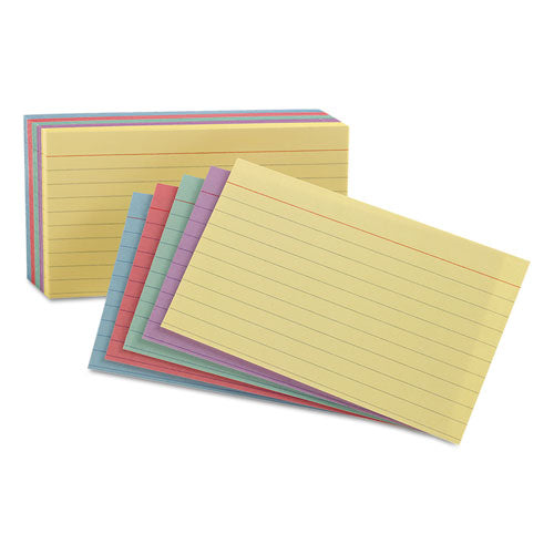 Image of Oxford Ruled Index Cards, 4 X 6, Blue/violet/canary/green/cherry, 100/pack