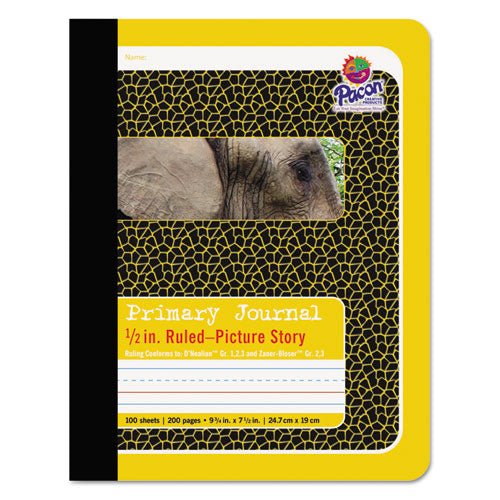 Image of Pacon® Primary Journal, D'Nealian 1-3, Zaner-Bloser 2-3, Manuscript Format, Yellow Cover, (100) 9.75 x 7.5 Sheets