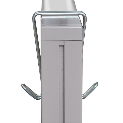 Image of Alera® Double Sided Partition Garment Hook, Steel, 0.5 x 3.38 x 4.75, Over-the-Door/Over-the-Panel Mount, Silver, 2/Pack