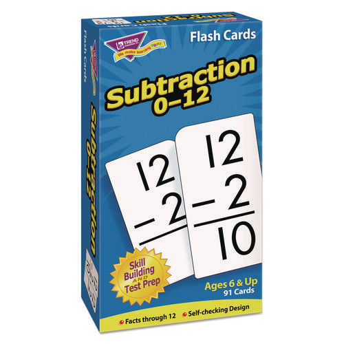 Image of TREND® Skill Drill Flash Cards, Subtraction, 3 X 6, Black And White, 91/pack