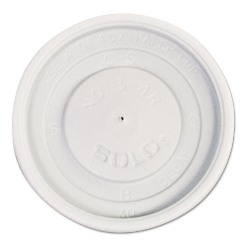 Image of SOLO® Polystyrene Vented Hot Cup Lids, Fits 4 oz Hot Cups, Plastic, White, 100/Pack, 10 Packs/Carton