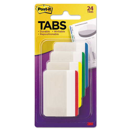 Image of Post-it® Tabs Lined Tabs, 1/5-Cut, Assorted Colors, 2" Wide, 24/Pack