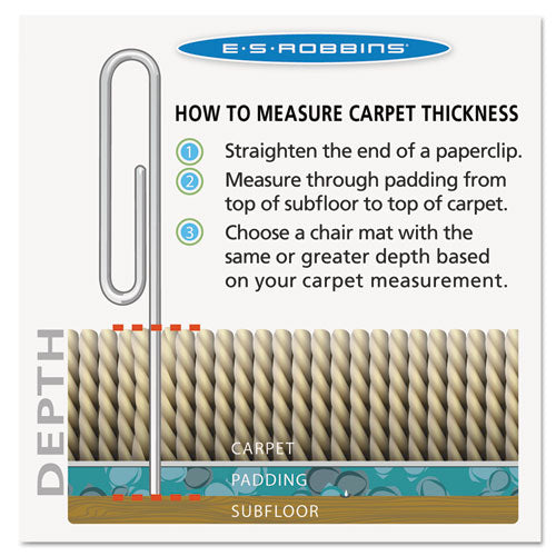 Image of ES Robbins® EverLife Light Use Chair Mat for Flat to Low Pile Carpet, Rectangular with Lip, 36 x 48, Clear
