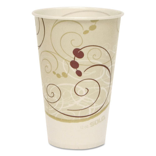 Image of SOLO® Symphony Treated-Paper Cold Cups, 12 oz, White/Beige/Red, 100/Bag, 20 Bags/Carton