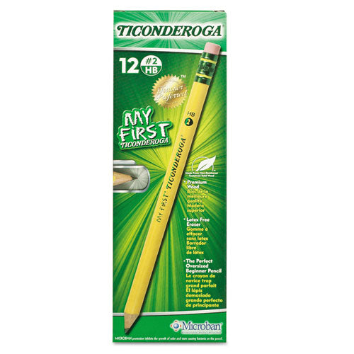 Image of Ticonderoga® My First Woodcase Pencil With Eraser, Hb (#2), Black Lead, Yellow Barrel, Dozen