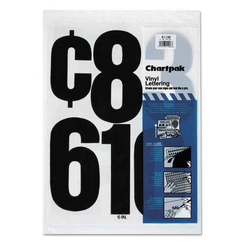 Image of Chartpak® Press-On Vinyl Self-Adhesive Numbers, 6" Tall, Black Characters, 21/Pack