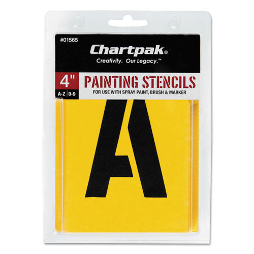 Image of Chartpak® Professional Lettering Stencils, Painting Stencil Set, A-Z Set/0-9, 4", Manila, 35/set