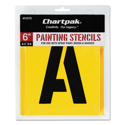 Image of Chartpak® Professional Lettering Stencils, Painting Stencil Set, A-Z Set/0-9, 6", Manila, 35/set