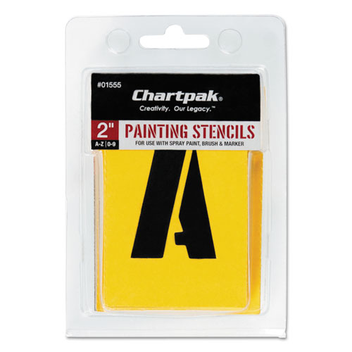 Image of Chartpak® Professional Lettering Stencils, Painting Stencil Set, A-Z Set/0-9, 2", Manila, 35/set
