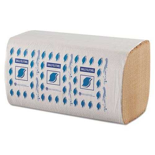 Image of GEN Single-Fold Paper Towels, 1-Ply, 9 x 9.25, Kraft, 334/Pack, 12 Packs/Carton