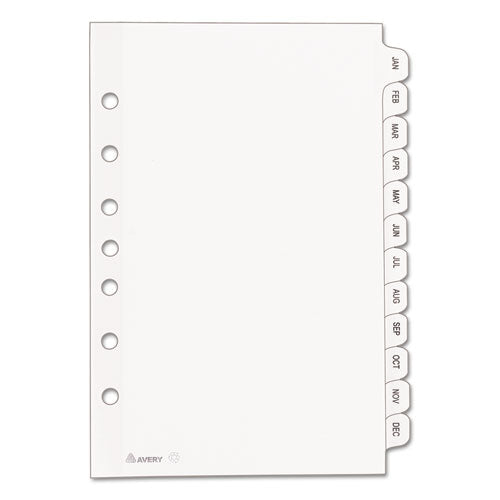 Image of Avery® Preprinted Tab Dividers, 12-Tab, Jan. to Dec., 8.5 x 5.5, White, 1 Set