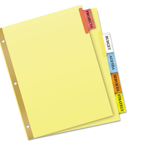 Image of Avery® Insertable Big Tab Dividers, 5-Tab, Double-Sided Gold Edge Reinforcing, 11 x 8.5, Buff, Assorted Tabs, 1 Set