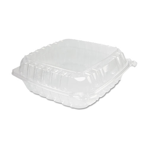 Image of Dart® ClearSeal Hinged-Lid Plastic Containers, 9.3 x 8.8 x 3, Clear, Plastic, 100/Bag, 2 Bags/Carton