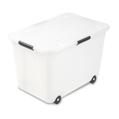 Image of Advantus Rolling 15-Gal. Storage Box, Letter/legal Files, 23.75" X 15.75" X 15.75", Clear