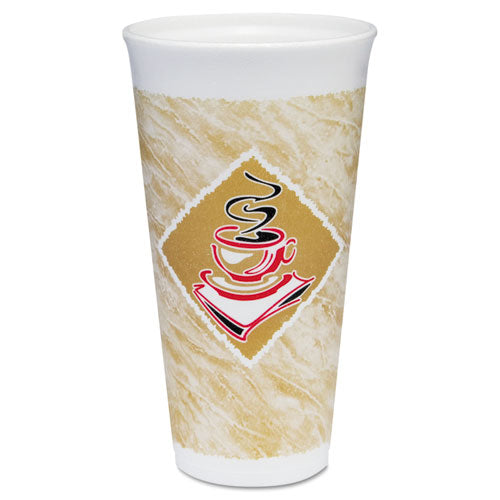 Image of Dart® Cafe G Foam Hot/cold Cups, 20 Oz, Brown/red/white, 500/carton