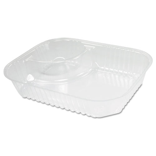 Image of Dart® ClearPac Large Nacho Tray, 2 Compartments, 3.3 oz, 6.2 x 6.2 x 1.6, Clear, Plastic, 500/Carton