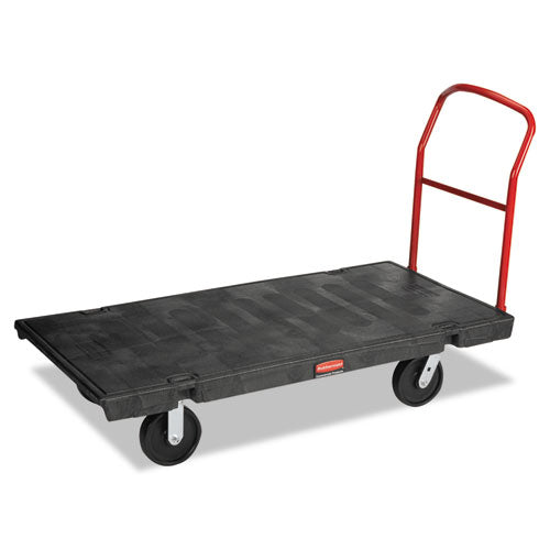 Image of Rubbermaid® Commercial Platform Truck with 8" Polyolefin Casters, 2,000 lb Capacity, 30 x 60 x 7, Black