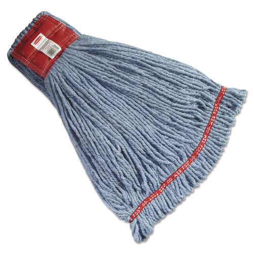 Image of Rubbermaid® Commercial Web Foot Wet Mop Heads, Shrinkless, Cotton/synthetic, Blue, Large