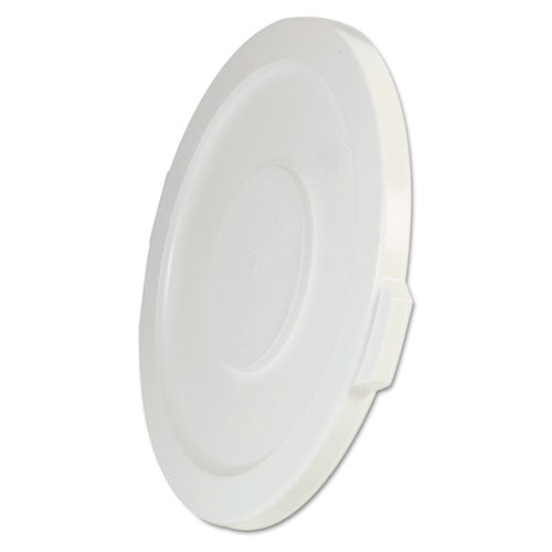 Image of Rubbermaid® Commercial BRUTE Self-Draining Flat Top Lids for 32 gal Round BRUTE Containers, 22.25" Diameter, White