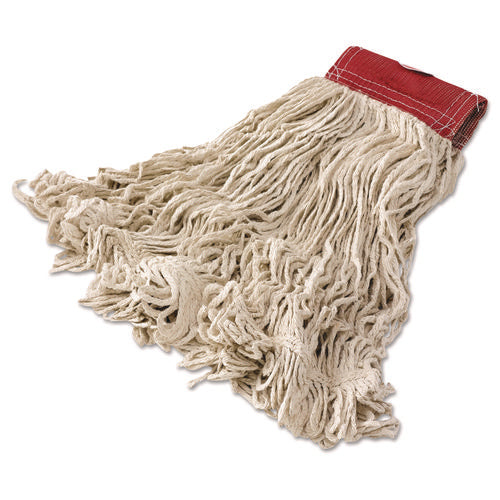 Image of Rubbermaid® Commercial Super Stitch Cotton Looped End Wet Mop Head, Large, 5" Red Headband
