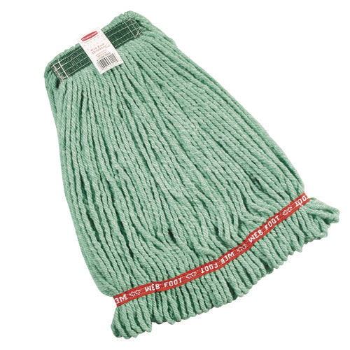 Image of Rubbermaid® Commercial Web Foot Wet Mop Heads, Shrinkless, Cotton/synthetic, Green, Medium