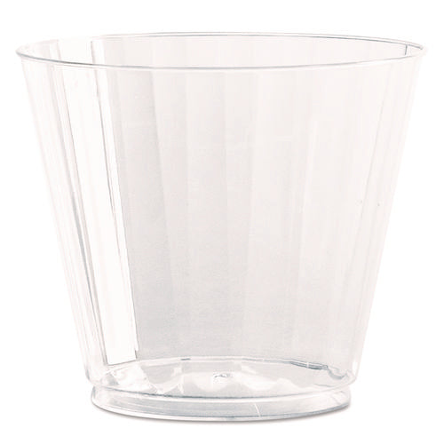 Image of WNA Classic Crystal Plastic Tumblers, 9 Oz, Clear, Fluted, Squat, 20/pack, 12 Packs/carton